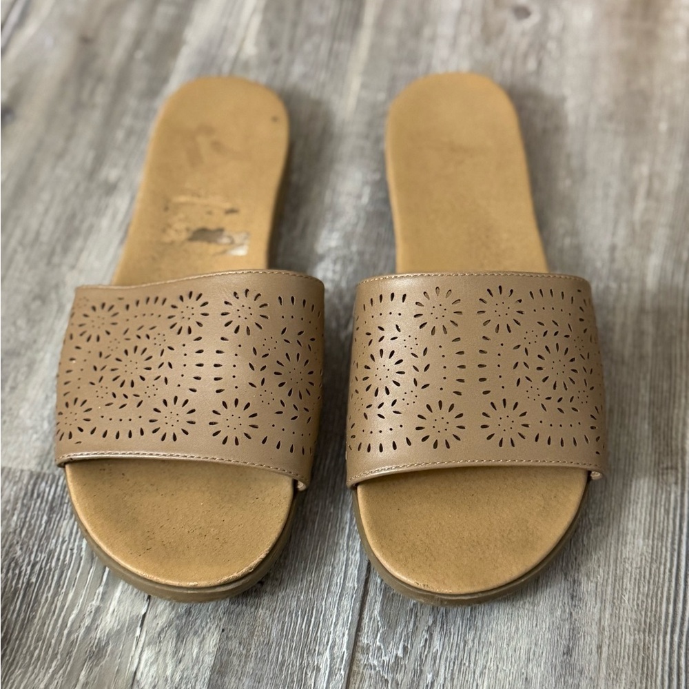 Tan Slide Sandals
